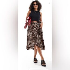ASOS Leopard Print Midi Skirt